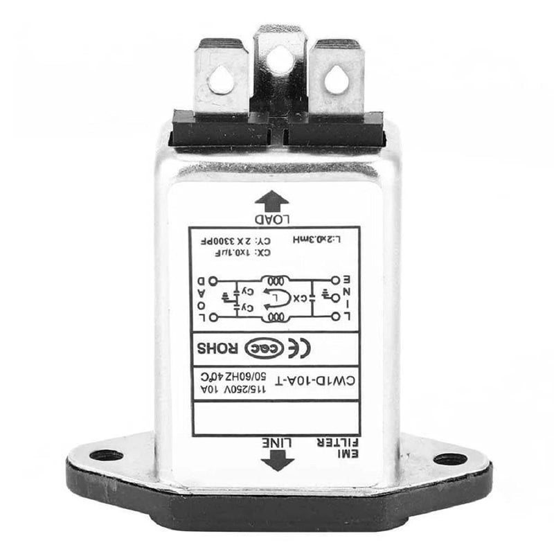 Chironal 1PCS EMI RFI Filter AC 250V 10A CW1D-10A-T Suppressor Power Line Noise Filter (CW1D-10A-T) - Image 1